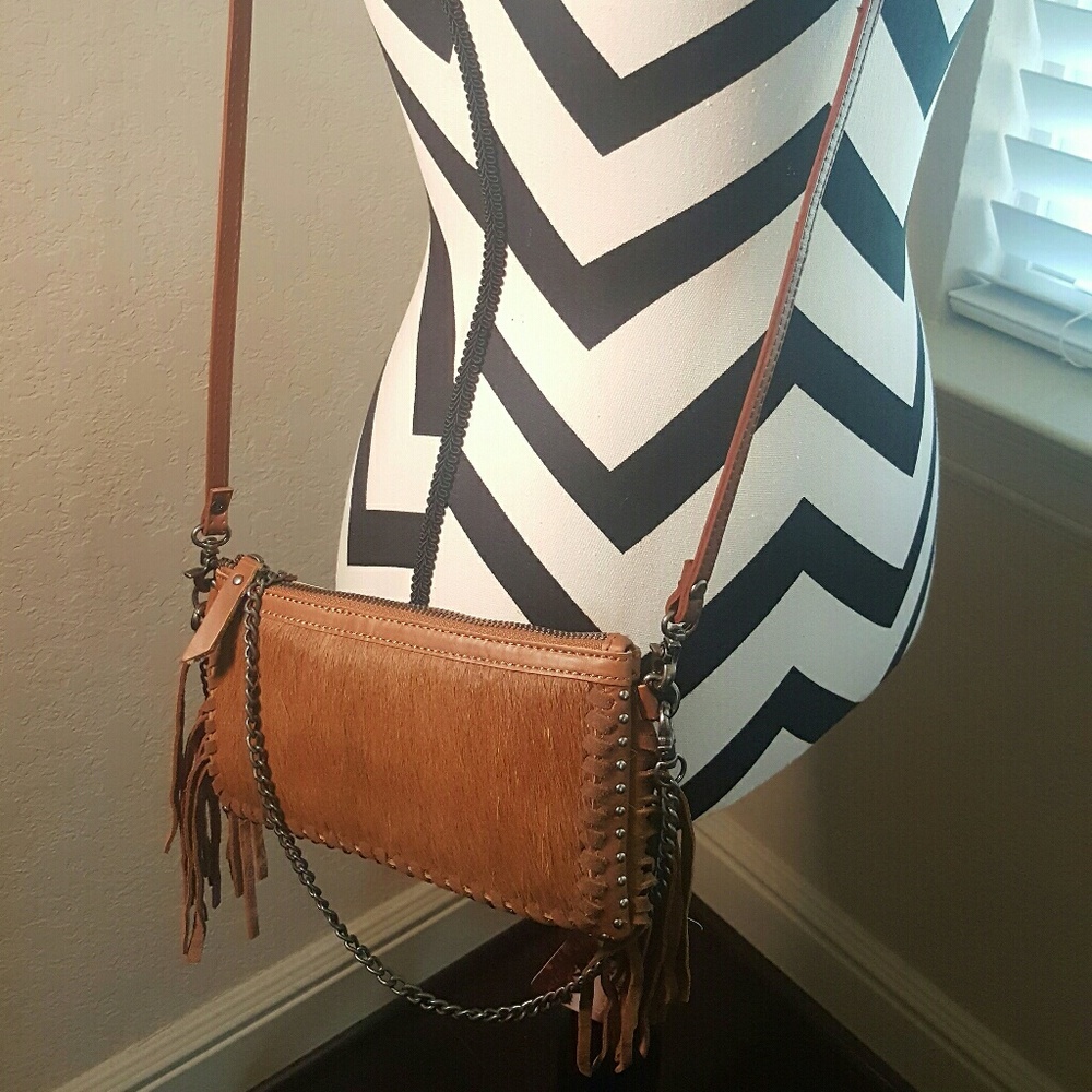 Montana West fringe and cowhide brown